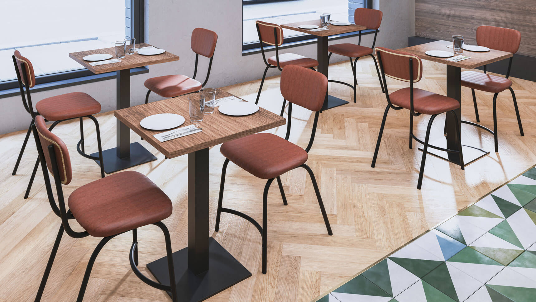 Showroom con Muebles para Restaurante Minimal